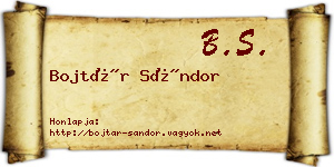 Bojtár Sándor névjegykártya